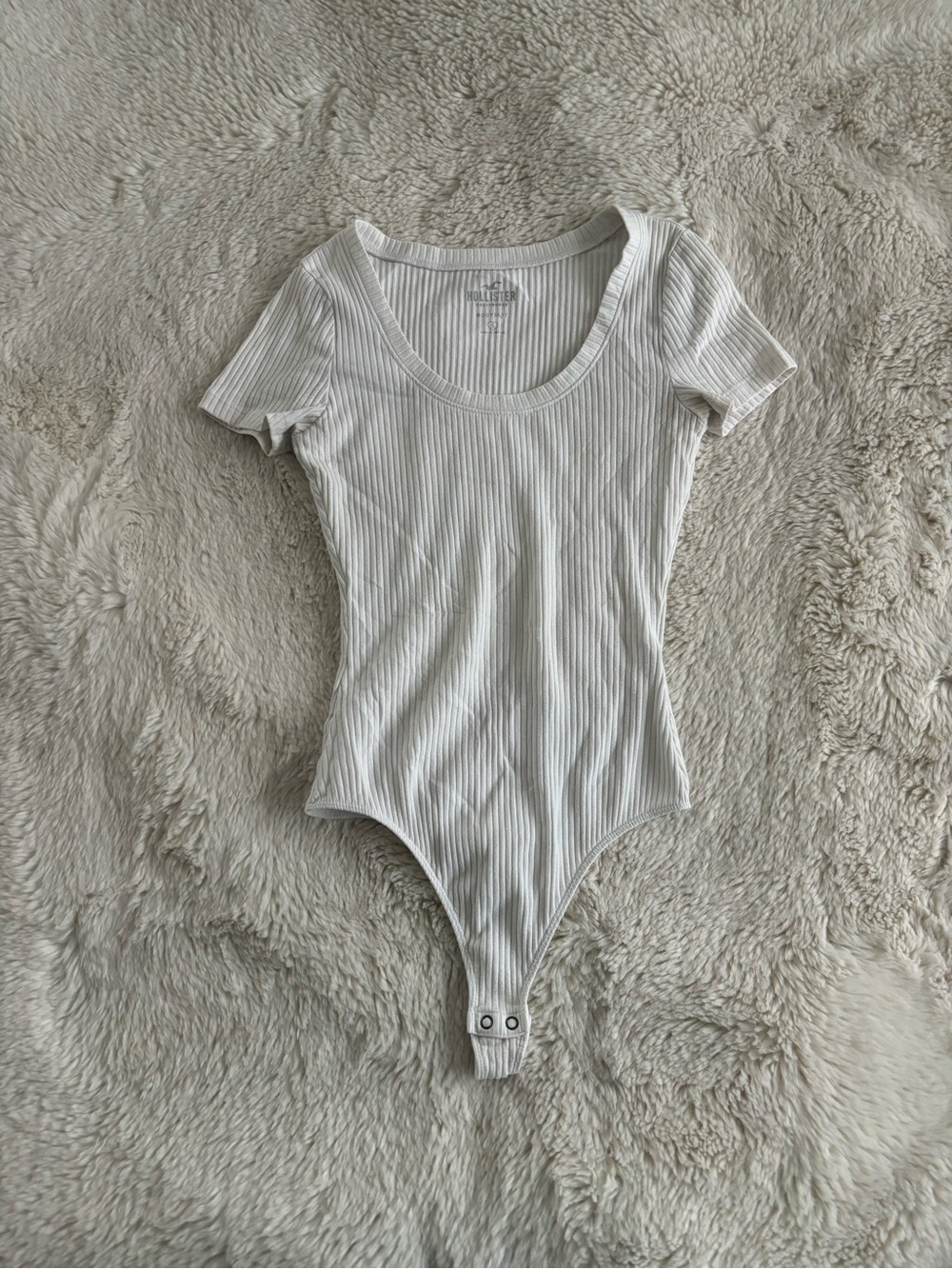 Hollister White Ribbed Scoop Neck Bodysuit
